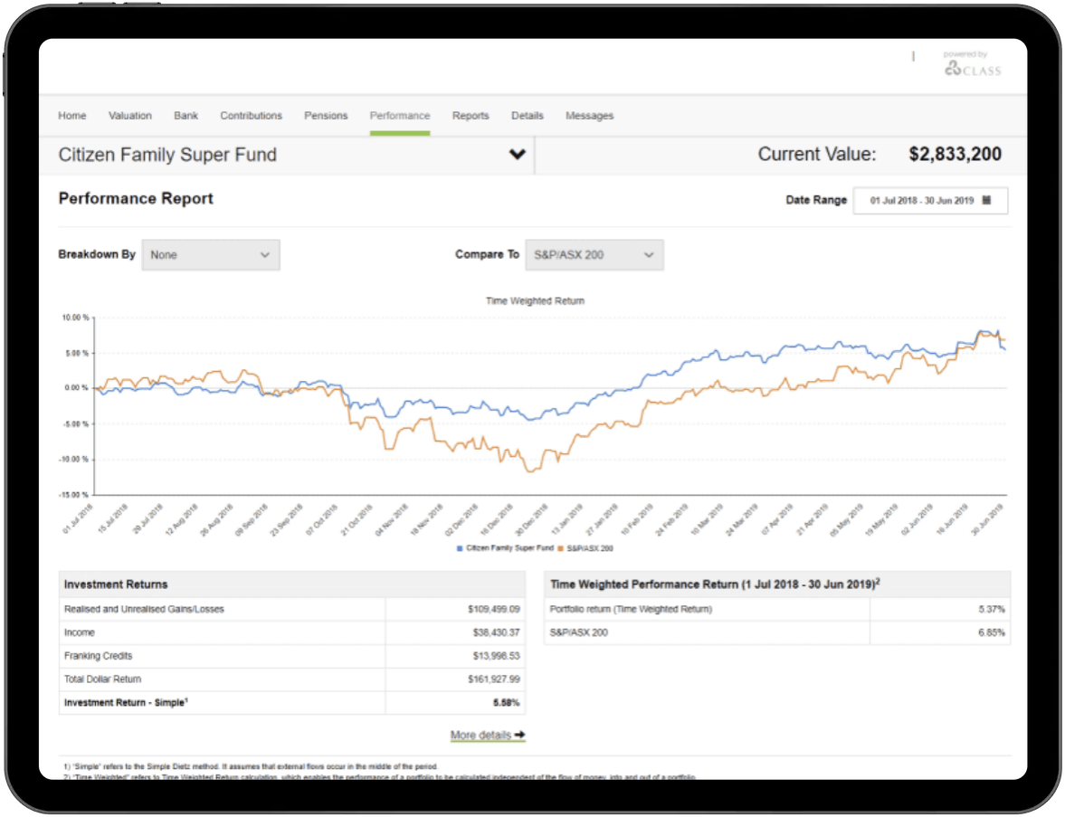 SMSF investment performance online
