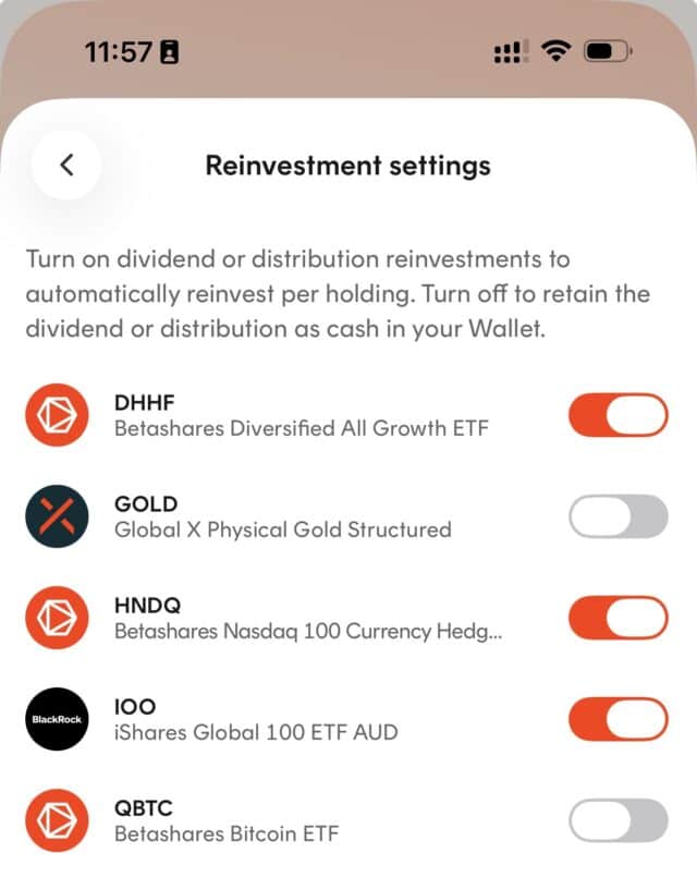 Distribution Reinvestment via Betashares Direct